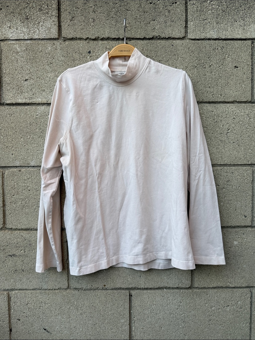 Light Cream Mock Neck Long Sleeve Tee